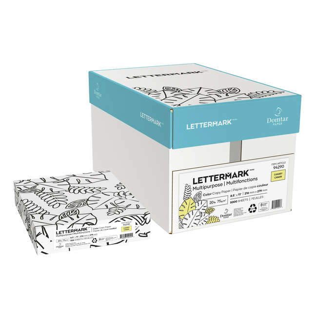 Domtar® Lettermark™ Canary 20# Smooth Multipurpose Paper 11x17 in. 500 Sheets per Ream